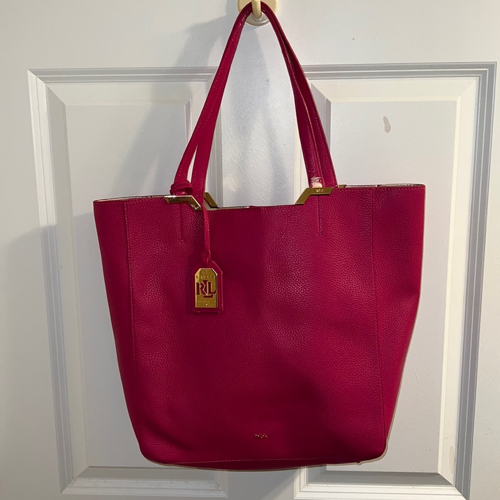 Fushia lauren Ralph Lauren tote flawed